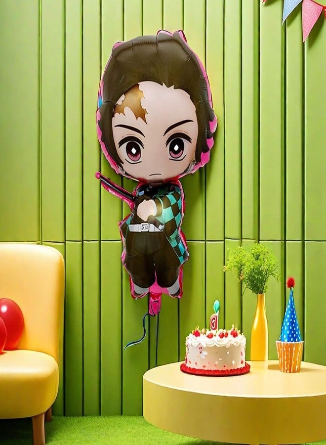 Atpata Funky Demon Slayer Anime Theme Foil Balloon Set - 10pcs Anime Party Pack with Tanjiro Kamado & Nezuko Kamado Shape Balloons, Demon Slayer Themed for unisex kids Birthday Party Decoration - Image 2